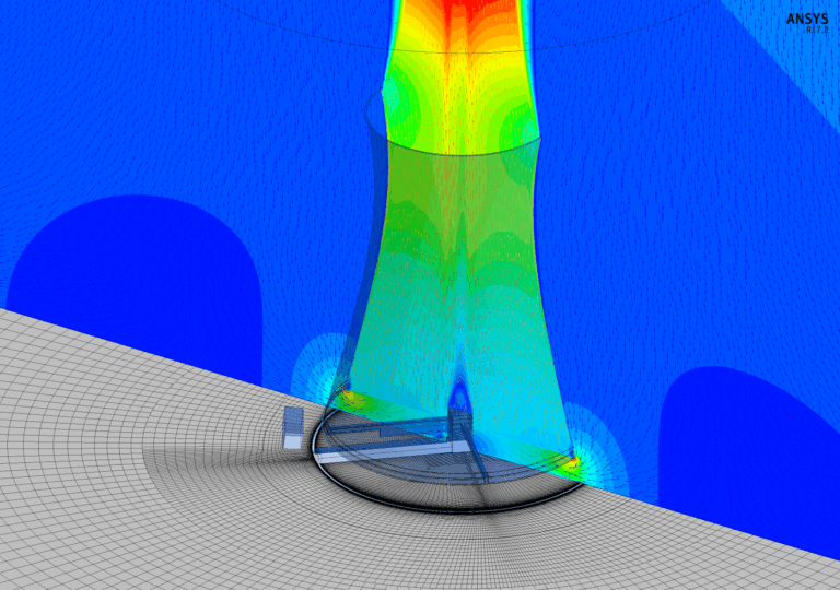 Simulation CFD d'une tour aéroréfrigérante de centrale nucléaire de production électrique